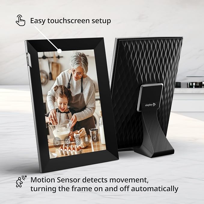 Nixplay Digital Touch Screen Picture Frame with WiFi - 10.1” Photo Frame, Connecting Families & Friends (Black/Silver)