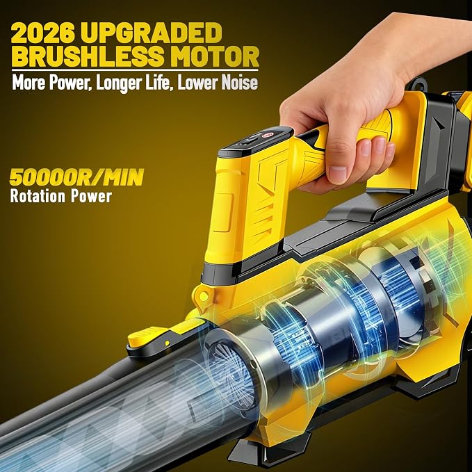 Cordless Leaf Blower Compatible with Dewalt 20V Battery(No Battery), 250MPH | 750CFM | 6 Speed Brushless Turbofan Powerful Electric Leaf Blowers for Lawn Care, Patio, Blowing Leaves (Tool Only)