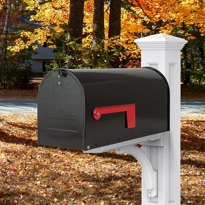 Large Mailboxes for Outside, RAINHOL Black Metal Mailbox, Galvanized Steel Post Mount Mail Box, T3 Large Capacity, 23 x 10.7 x 8.9 Inches