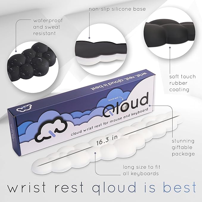 Green Cloud Keyboard Wrist Rest – Create-ables Qloud Green Wrist Rest for Computer Keyboard and Mouse, Ergonomic Memory Foam Wrist Pad with Non-Slip Base, Includes Cloud Mouse Pad