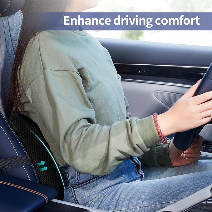 Lumbar Support Pillow for Office Chair, Memory Foam Car Back Cushion | Lumbar Pillow Lower Back with 4d Mesh Cover Adjustable Straps, Ergonomic Chair Back Pillow for Office, Car, Gaming Chairs