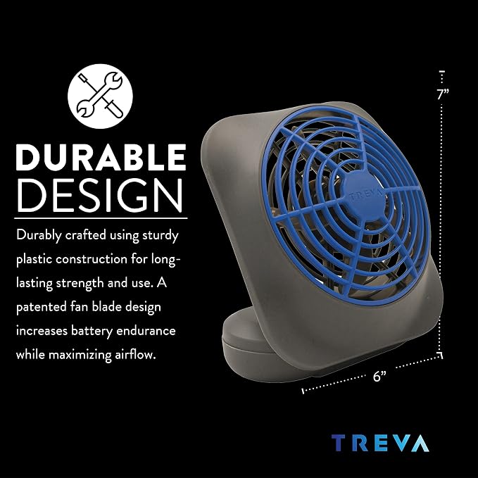 O2COOL Treva 5 in Portable Battery Powered Desk Fan 2-Speed Dark Blue | Yes