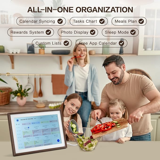 10.1 Inch Digital Calendar, Smart Electronic Calendar with HD Touch Screen - Digital Family Planner with Chore Chart, Meal Planner & Photo Frame, Multi-Calendar Sync