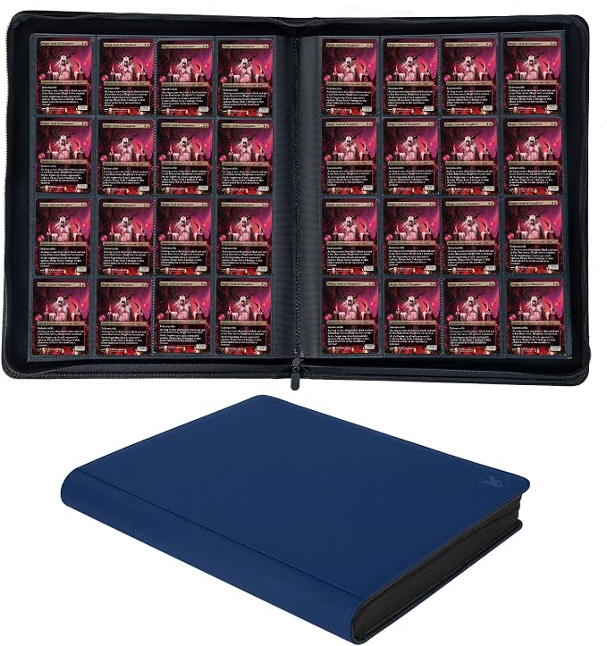 1408+ Pockets Trading Card Binder, 16-Pocket Card Ablum Compatible with MTG,Sports Cards & Other Standard Size Trading Card (Navy Blue)
