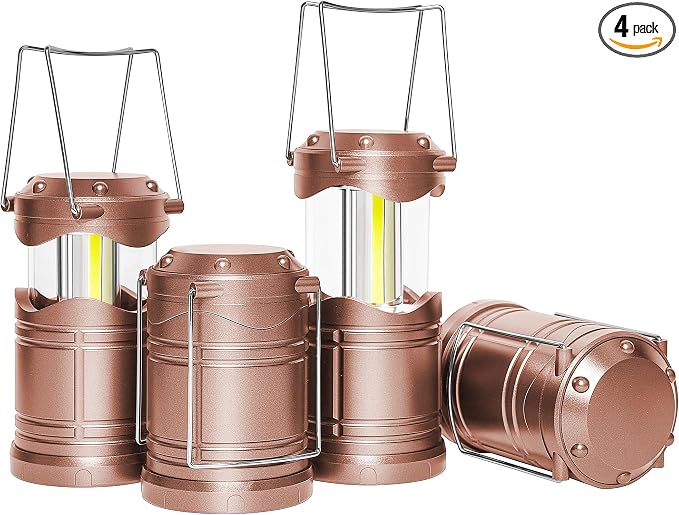 Lichamp LED Camping Lantern, 4 Pack Battery Powered Flashlight for Power Outages, Portable Collapsible Hanging Light Essential for Home, Outdoor, Emergency Lamp Survival Kit Gear for Hurricane,B4RG