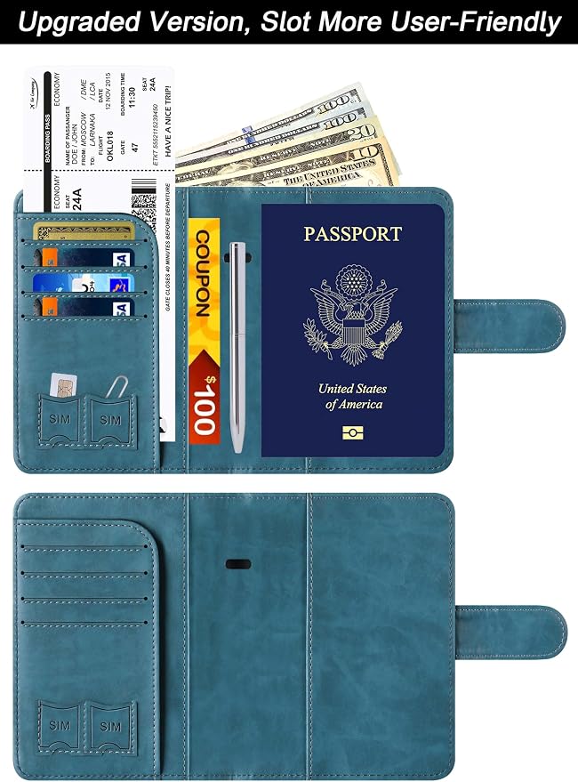LOHASLIFE Airtag Passport Holder for Travel Essentials, Passport Cover | Wallet, Leather Rfid Blocking Card Case, Travel Accessories, Vacation Luggage Must Haves, for Men Women