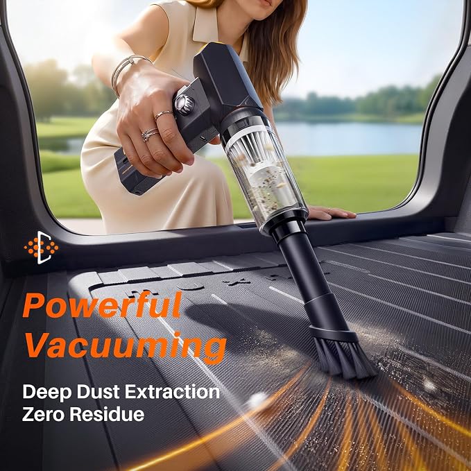 MUXNW 2-in-1 Air Duster & Vacuum, 130000 RPM | 8000mAh USB-C, 100-speed, blower/vacuum for PC, keyboard, car, home. Cordless mini 2-in-1