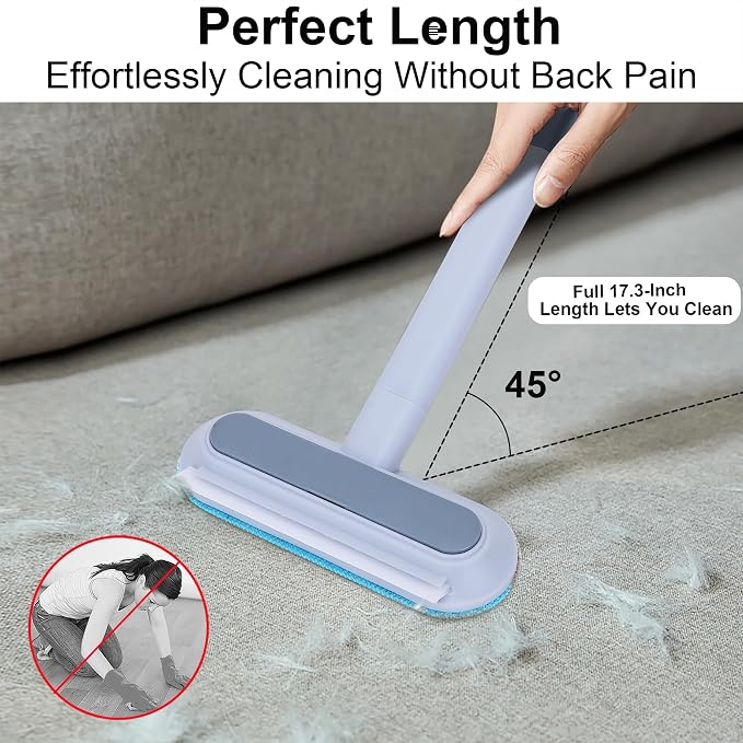 Pet Hair Remover for Furniture-17.3" Reusable Lint Brush for Dog & Cat Hair | Multifunctional fur removal tool, gentle on couches, carpets, car seats, clothes & bedding