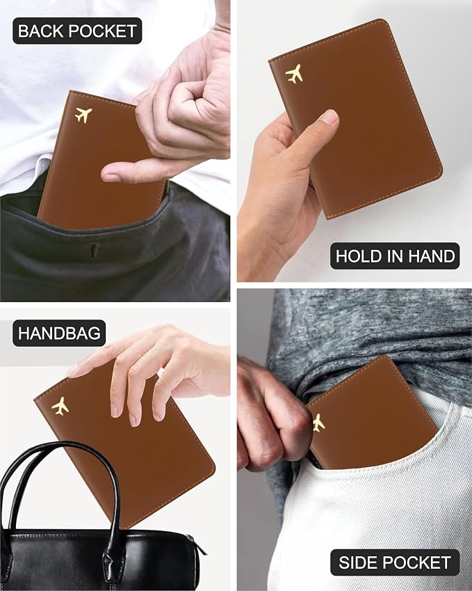 Passport Holder for Travel, RFID Blocking Waterproof PU Leather Travel Passport Cover Case Wallet