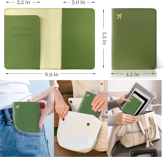 Passport Holder for Travel Essentials,RFID Blocking Passport Cover Case for Travel Accessories,Travel Wallet for Women Men (Army Green)