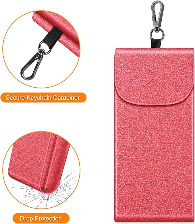 FINTIE Double Glasses Case with Carabiner Hook, Portable Vegan Leather Eyeglass Case Anti-scratch Sunglasses Pouch