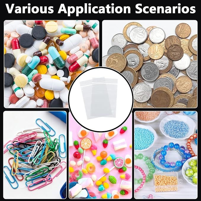 500 PCS 3" x 4" Small Plastic Bags for Jewelry Mini Clear Plastic Poly Bag 2 Mil with Resealable Lock Seal Zipper for Storage Gifts Candy Screws