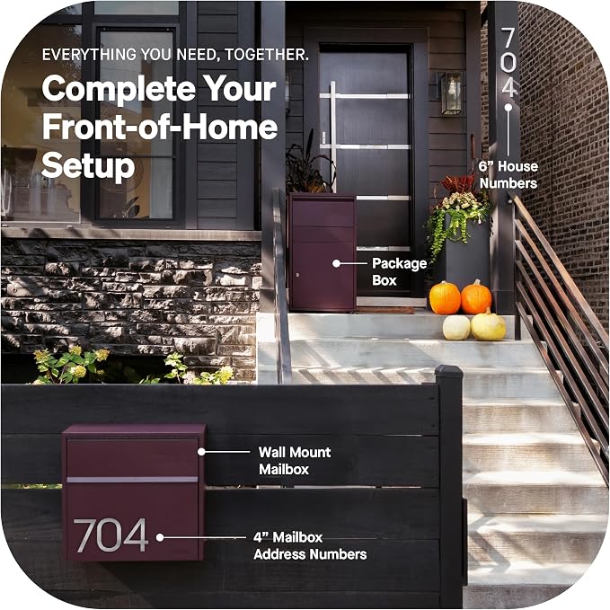 Adoorn Lockable Wall Mount Mailboxes for Outside - Small Anti-Theft Locking Mailbox for Letters - Weatherproof Construction - Durable Steel - 13.5" H x 15" L x 5.5" D - Malbec