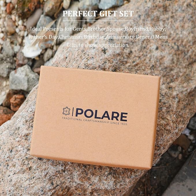 Polare Slim RFID Blocking Leather Passport Holder Travel Bifold Wallet For Men (Coffee)