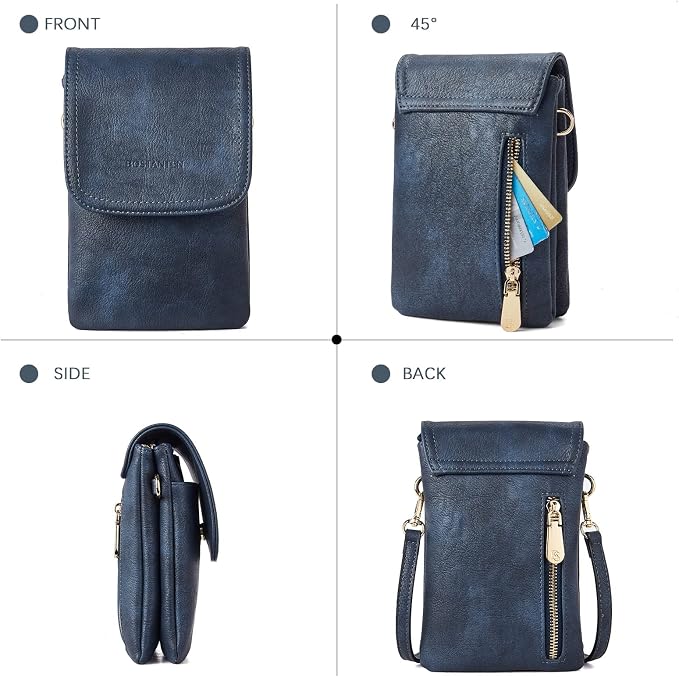 BOSTANTEN Small Crossbody Bag for Women Designer Cell Phone Purse | Vegan Leather, Multiple Pockets, Card Slots, Compact Size for Phone, Cards and Keys, Daily Travel Shopping Use