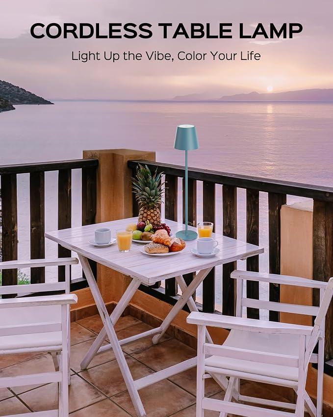 JACKYLED Cordless Table Lamps Rechargeable, 3 Adjustable Height, 5000 Capactiy Operated 3 Colors Smooth Dimming, Portab