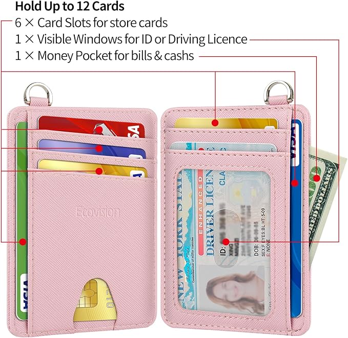 Slim Minimalist Front Pocket Wallet, RFID Blocking Credit Card Holder Wallet with Detachable D-Shackle for Men Women