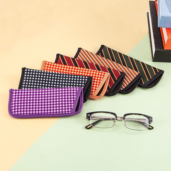 TRIUMPH VISION 3 Pack Reading Glasses Pouch Soft Case Eyeglass Sleeve Slim | Alternative to Bulky Case in bag, Lightweight Lined Padded Protect Optical lens Slip in, Cute Pattern Portable for Daily Use