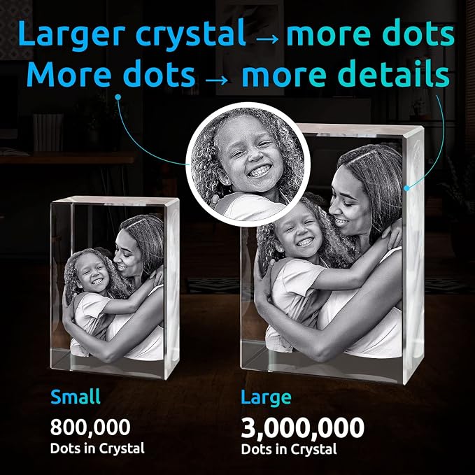 ArtPix 3D Premium Crystal Photo, Personalized Gifts for Women, Wife, Mom, Her, Him, Men, Great Customized Gift With Your Own Photo - Anniversary, Wedding, Birthday - Custom Glass 3D Laser Etched Picture Frame