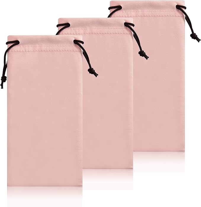 TRIUMPH VISION Glasses Case Soft Eyeglass Case Sunglass Pouch Cloth 3 Pack | Thick Microfiber Pouch Drawstring Pouch Eye Glass Bag Sunglasses Sleeve Storage, Lens Protection Cover,Cleaning Lens Screen