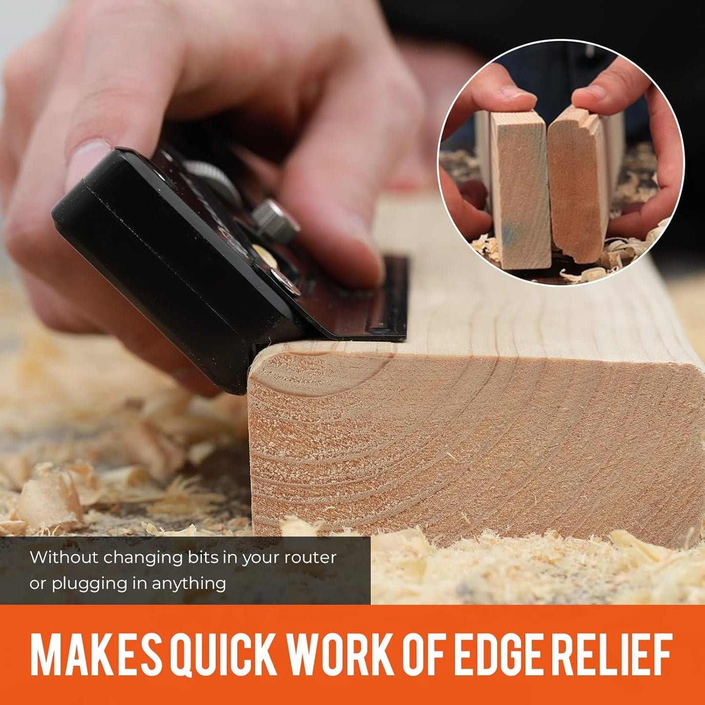 Saker Chamfer Plane-Woodworking Edge Corner Flattening Tool with Auxiliary Locator,Hand Chamfering Planer Suitable for Quick Edge Trimming of Wood (upgrade -1 Cutter Head, Black)