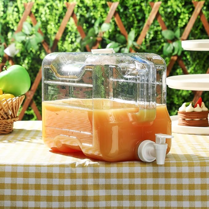Funnymoom 4 Pcs Drink Water Dispenser for Fridge 2 Gallon Beverage Dispenser with Spigot Plastic Reusable Refrigerator Water Dispensers Waters Jug Container for Party Outdoors Camping Hiking Home