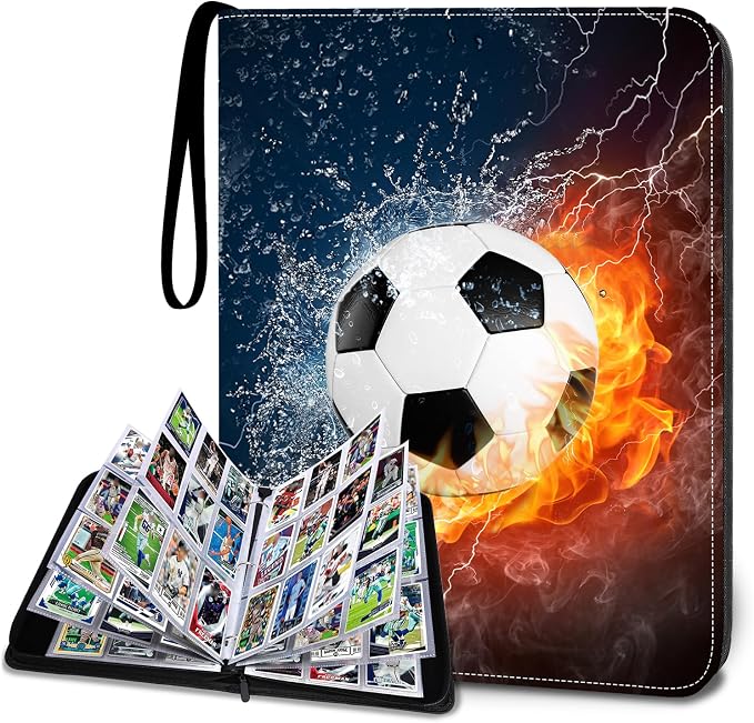 2026 Soccer Card Binder with Sleeve, 900 Pockets Trading Card Binder Sports Cards Storage Organizer for Football Baseball or Game Trading Cards with 50 Removable Sleeves Cards Collector Album