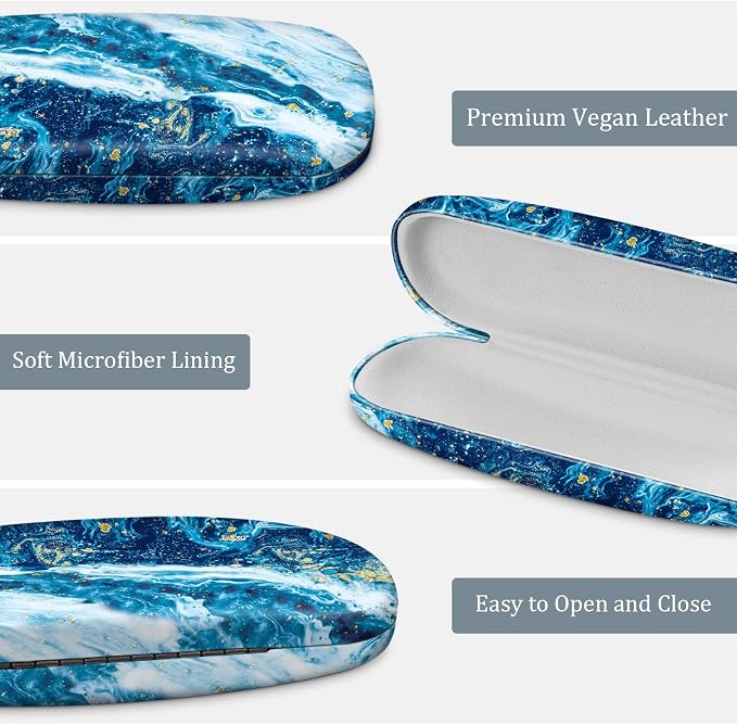 FINTIE Hard Shell Eyeglasses Case, Portable Protective Glasses Cover Eyeglass Holder Box with Cleaning Cloth for Men Women