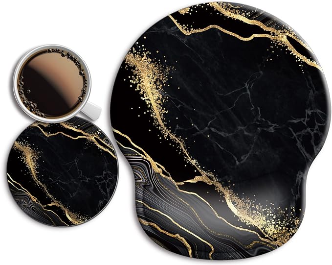 Ergonomic Mouse Pad with Wrist Rest Support,Gel Mouse Pads for Desk | Big Mousepad With Coaster Non-slip & Pain Relief for Computer, Home&Office Desk Decor