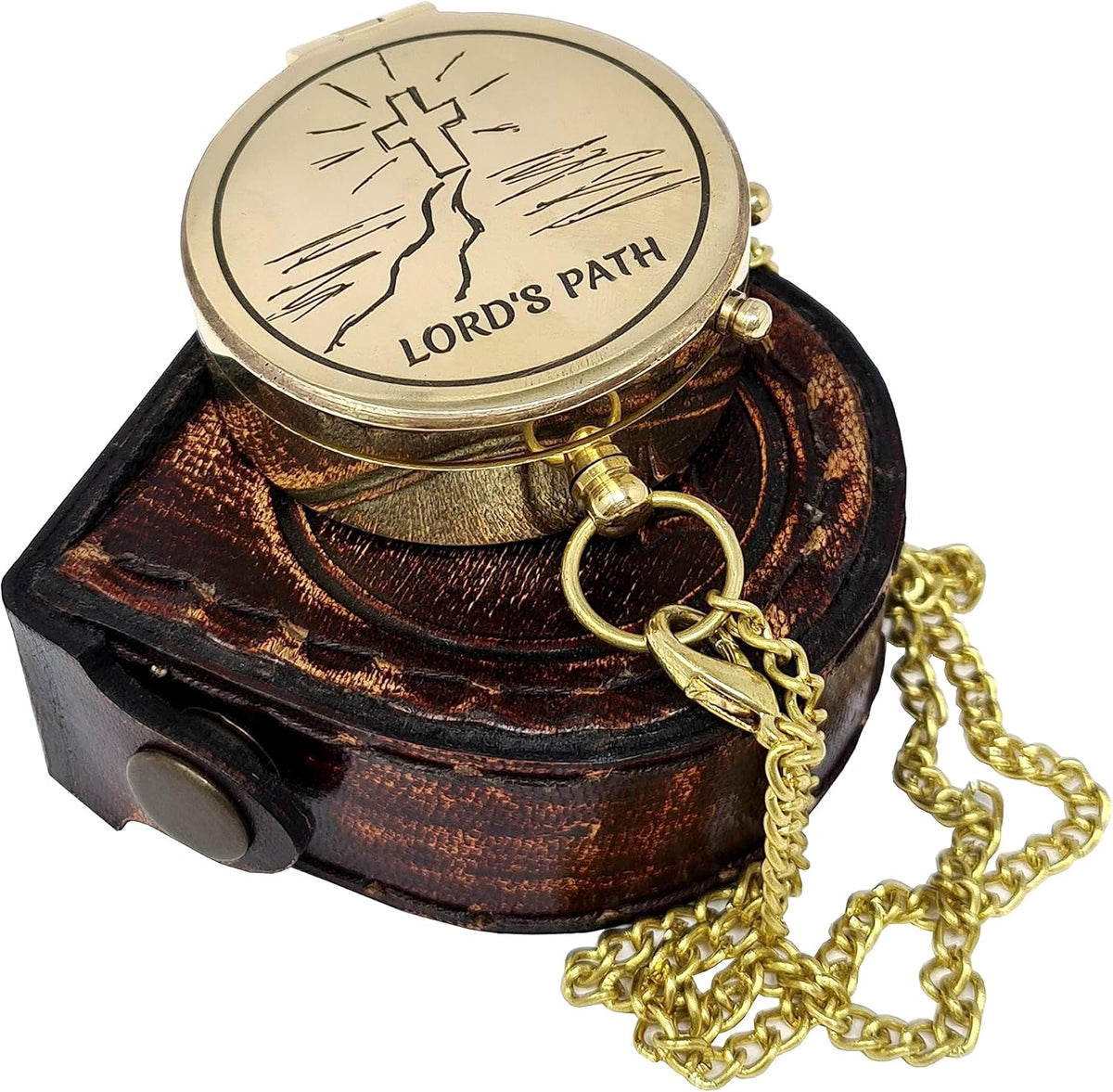 Brass Compass Engraved with Religious Scripture Verse - Ideal Gift for Son, Grandson, Daughter - Perfect for Baptism, Communion, Church and Graduation Day Present