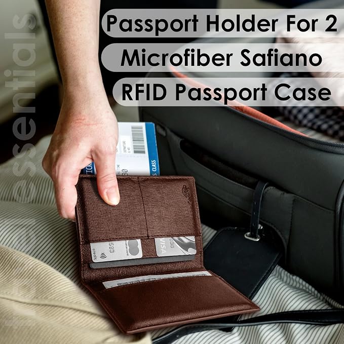 2 Passport Holder - Travel Essentials, RFID Blocking Wallet Credit Card Organiser, Plain Accessories Slim Cover For Men & Women | Travel Essentials