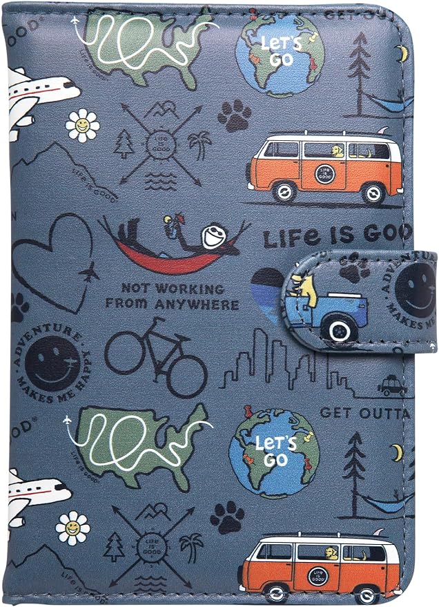 Life is Good Travel Passport Cover, Card Slots, Snap Closure | Slim Design, Card Slots, Snap Closure, Fits Neatly in a Purse or Backpack, Keeps Documents and Boarding Pass Organized
