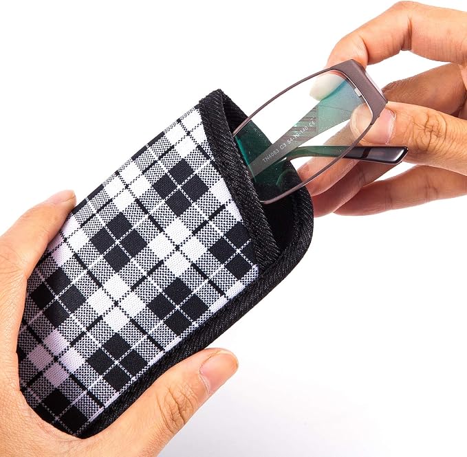 TRIUMPH VISION Reading Glasses Pouch Eyeglass Sleeve Soft Case Slim 3 Pack | Alternative to Bulky Case Lightweight，Neoprene Lined Padded Protect Optical lens Slip in, Cute Pattern Portable for Daily Use
