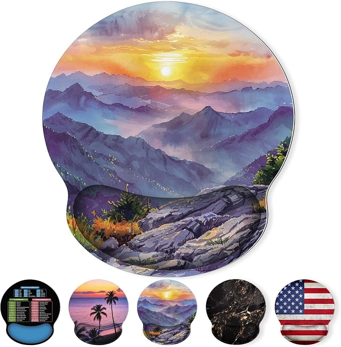 KONVINIT Ergonomic Mouse Pad with Wrist Rest, Small Mousepad with Non-Slip Rubber Base and Smooth Surface, Beach Mouse Pads for Desk, Office Desk Accessories