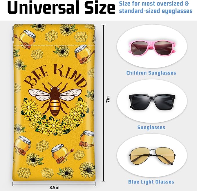 Soft Sunglasses Eyeglass Glasses Case,7x3.5inch Portable PU Leather Squeeze Top Holder Bag Pouch for Women Men