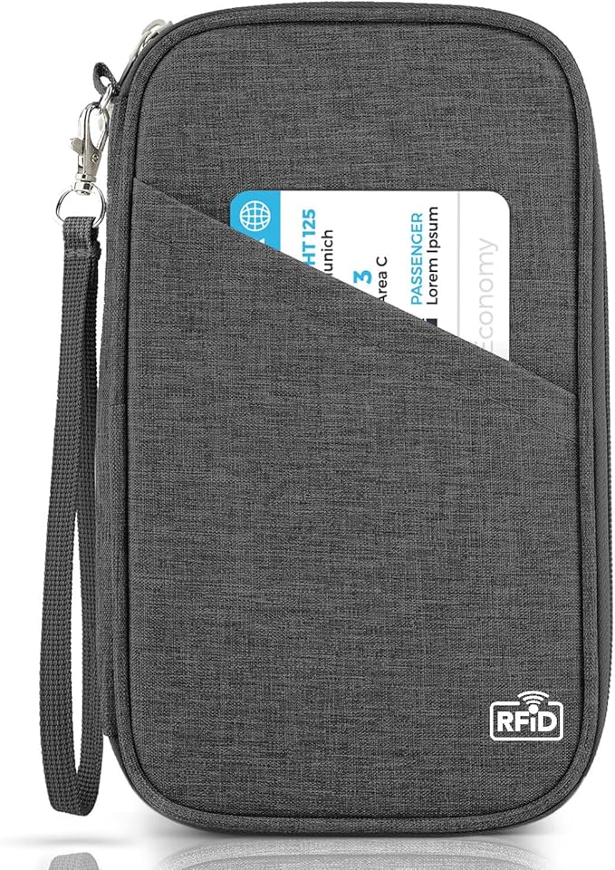 Passport Holder Family, Women RFID Blocking Passport Wallet, Travel Essentials Premium Wallets, Waterproof Passport Holders Bag for Men Traveling, Travel Document Organizer Credit Cards Case