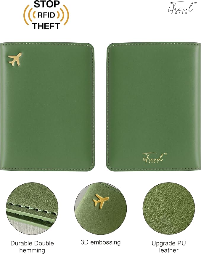 Passport Holder for Travel, RFID Blocking Waterproof PU Leather Travel Passport Cover Case Wallet
