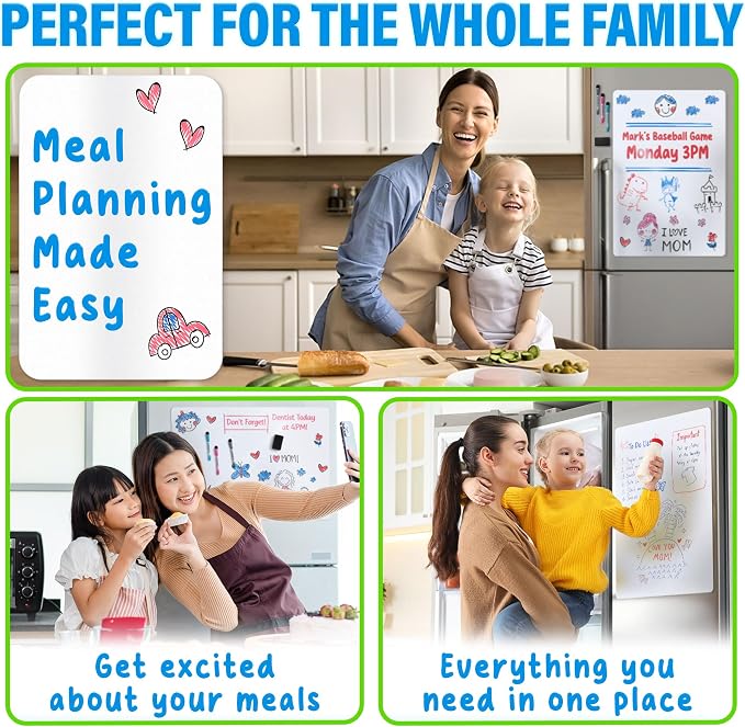 29x21” Magnetic Dry Erase White Board for Fridge w/ 3 Markers & Eraser | Yes4Quality Stain-Resistant Whiteboard Planner Organizer Sheet, Sticks to Most Refrigerators, Colorful Markers, Magnet Eraser