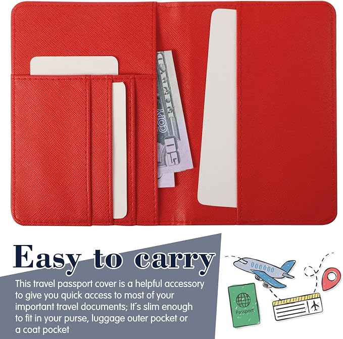 2 Pcs Passport Cover Holder for Travel Waterproof Leather Passport Wallet Case Book Travel Cruise Essentials for Women Men | 2 Pieces