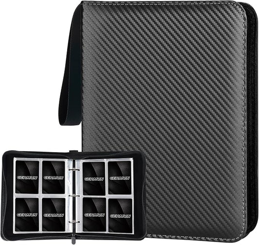 GERMUN 4 Pocket Card Binder, Premium Zip Trading Card Binder, 400 Double Sided Pocket PU Card Collection Binder, Collector Card Album, Card Folder for MTG, TCG, Sports Cards, Game Cards (Black)