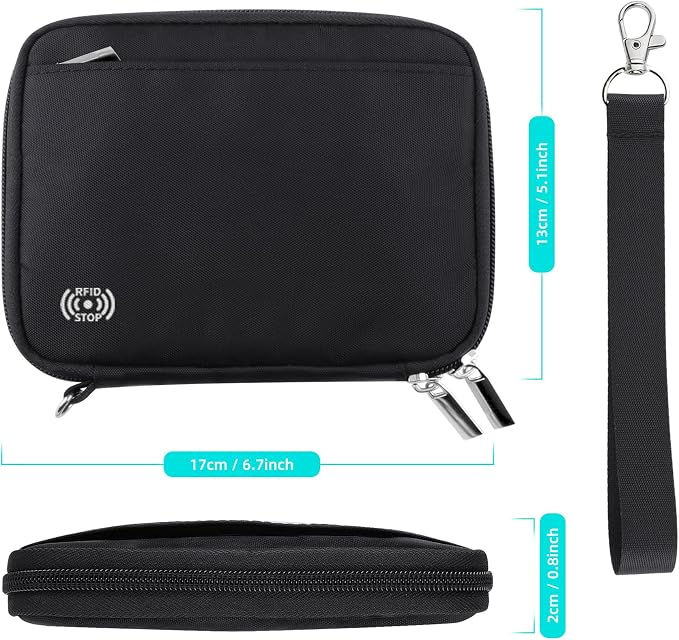 WALNEW Passport Holder Family for 4, RFID Blocking Travel Wallet Women Men, Lightweight Zipper Document Organizer Pouch Bag Credit Cards Case Cover for Travelling, Black | Holds up to 4 Passports, Removable Wrist Strap，Lightweight Zipper Document Organ...