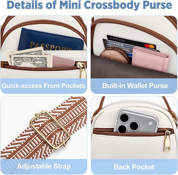 Anti Theft Crossbody Bag for Women RFID Small Purse Travel | Secure Crossbody Phone Purse with Handle, 5 RFID Slots, 7-Pocket Fits 7.9" Tablet, Adjustable Strap, Hands-Free Everyday