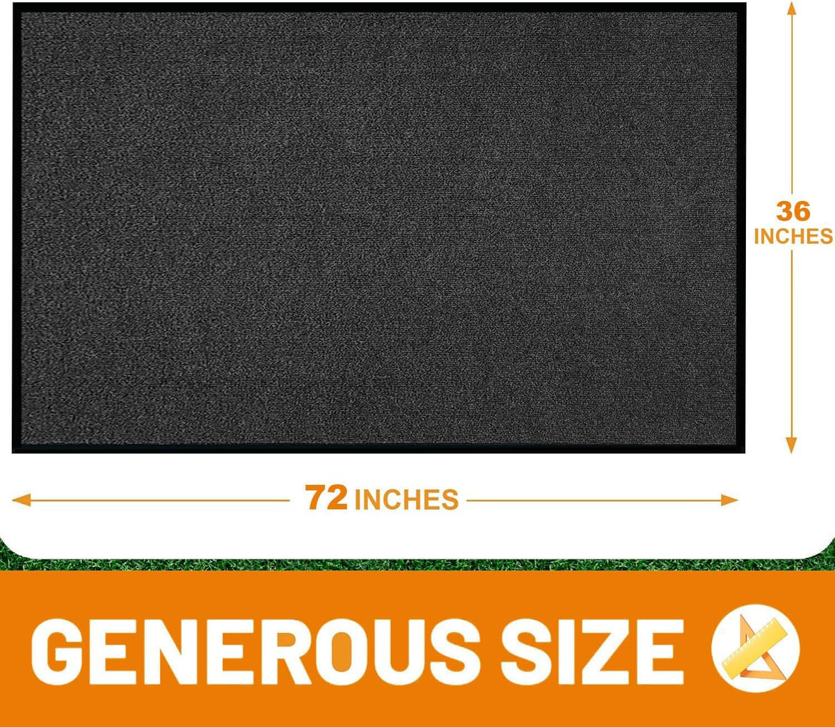 Front Door Mat, 3' x 6' Commercial Floor Mat, Heavy Duty Welcome Mat, Rubber Backing Non Slip Doormat for Entryway (Black, 3x6FT)