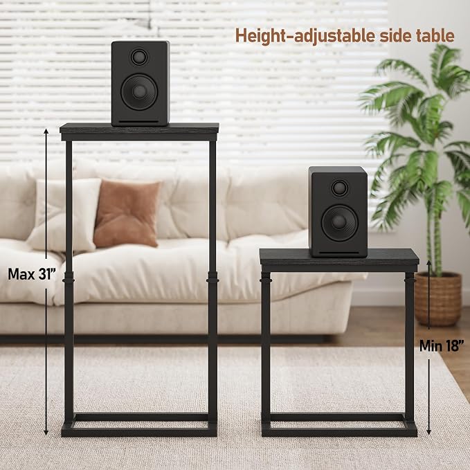TUTOTAK End Table, Side Table, Tall Couch Table, Sofa Table | for Living Room, Bedroom, Black TB01BK083P