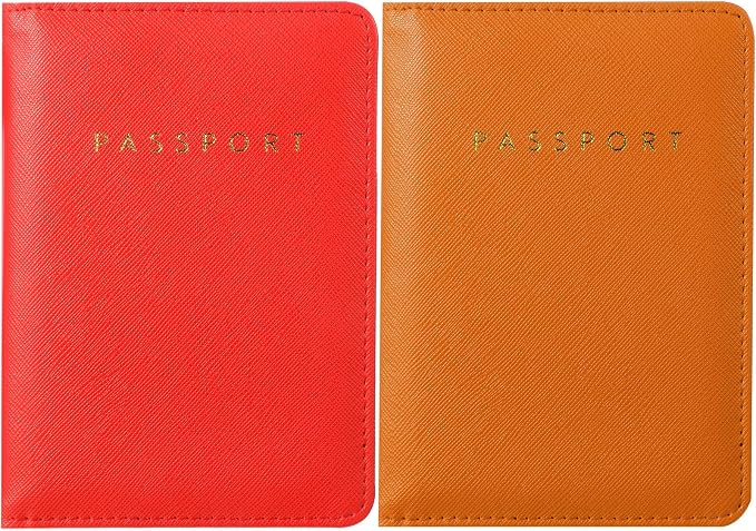 2 Pcs Passport Cover Holder for Travel Waterproof Leather Passport Wallet Case Book Travel Cruise Essentials for Women Men | 2 Pieces