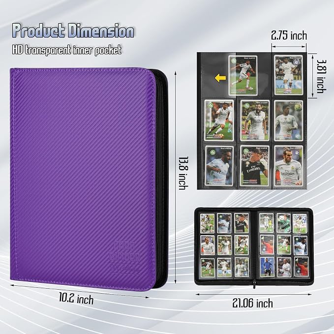 Trading Card Binder, Premium 9 Pocket Double Sided 540 Pocket PU Card Collection Binder, Collectible Trading Card Albums for MTG, TCG, Sport Card, Game Cards (Purple 1)