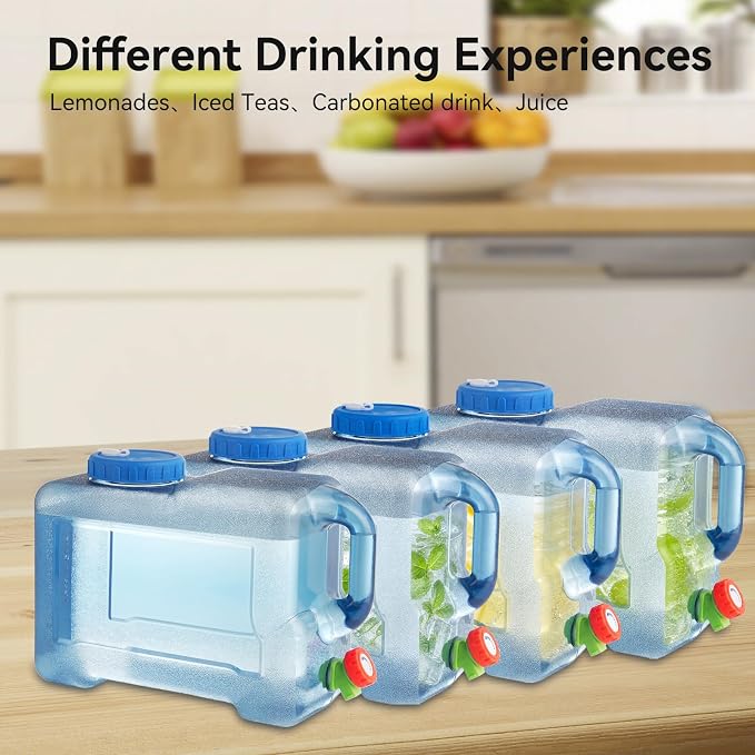 Drink Water Dispenser for Fridge - 3 Gallon Beverage Dispenser with Leak-Proof Spigot, Portable Food-grade Water Jug Container with Spout Handle for Kitchen Refrigerator Outdoor Camping Hiking, Blue