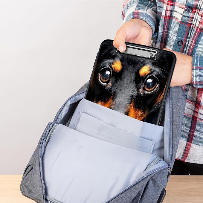 Clipboard with Storage,Storage Clipboard with Pen Holder,Heavy Duty Plastic Storage Clipboard with Low Profile Clip,Teacher Must Haves,Clipboard Folder,Office Supplies,Cute Dog -1342