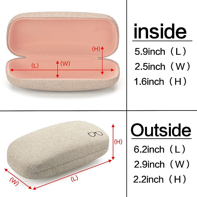 Vemiss Hard Shell Sunglasses Case, Large Linen Fabric Protective Glasses Case for Men Women
