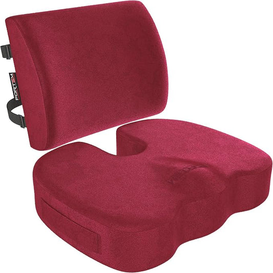 FORTEM Seat Cushion, Office Chair Cushion, Lumbar Support Pillow for Office Chair, Memory Foam Car Seat Cushions, Sciatica Coccyx Tailbone Pain Relief, Cushions for Back Support, Washable, Non Slip XL
